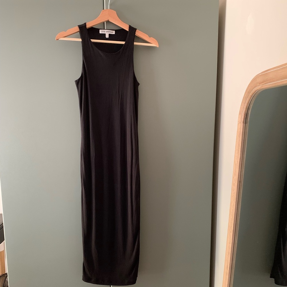 Good American Microribbed Black Dress
